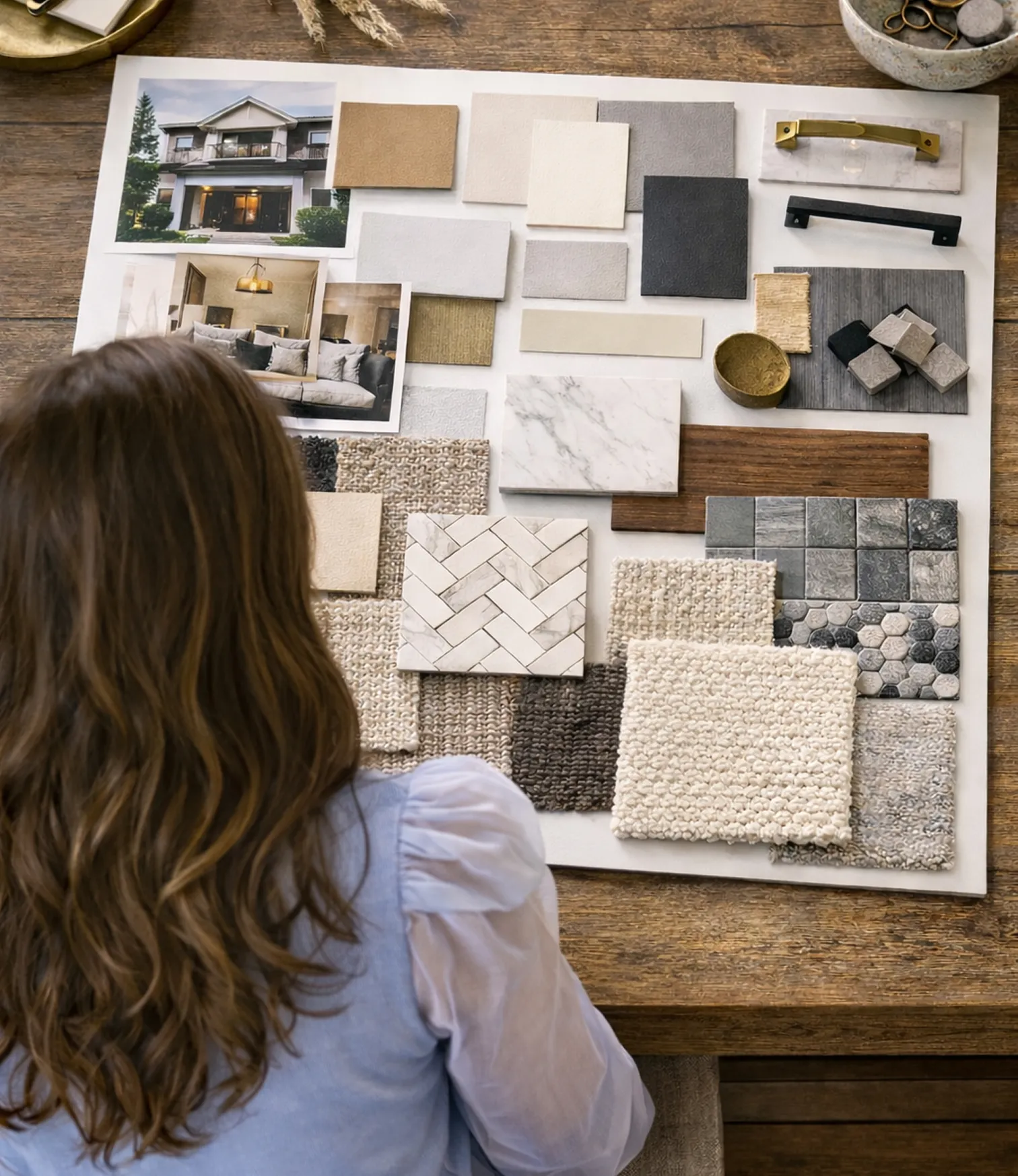 Karsen Hood, Interior Designer, Reviewing Moodboard