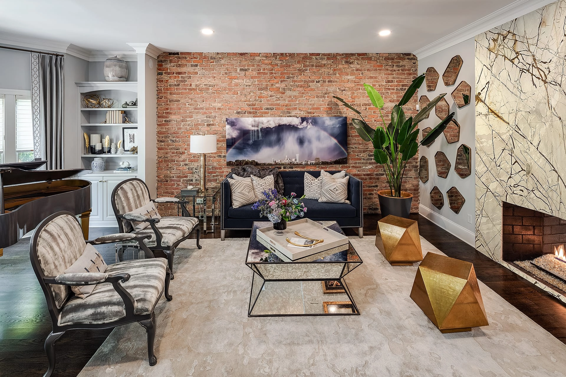 Modern Urban Glam Living Room in Fourth Ward Charlotte NC