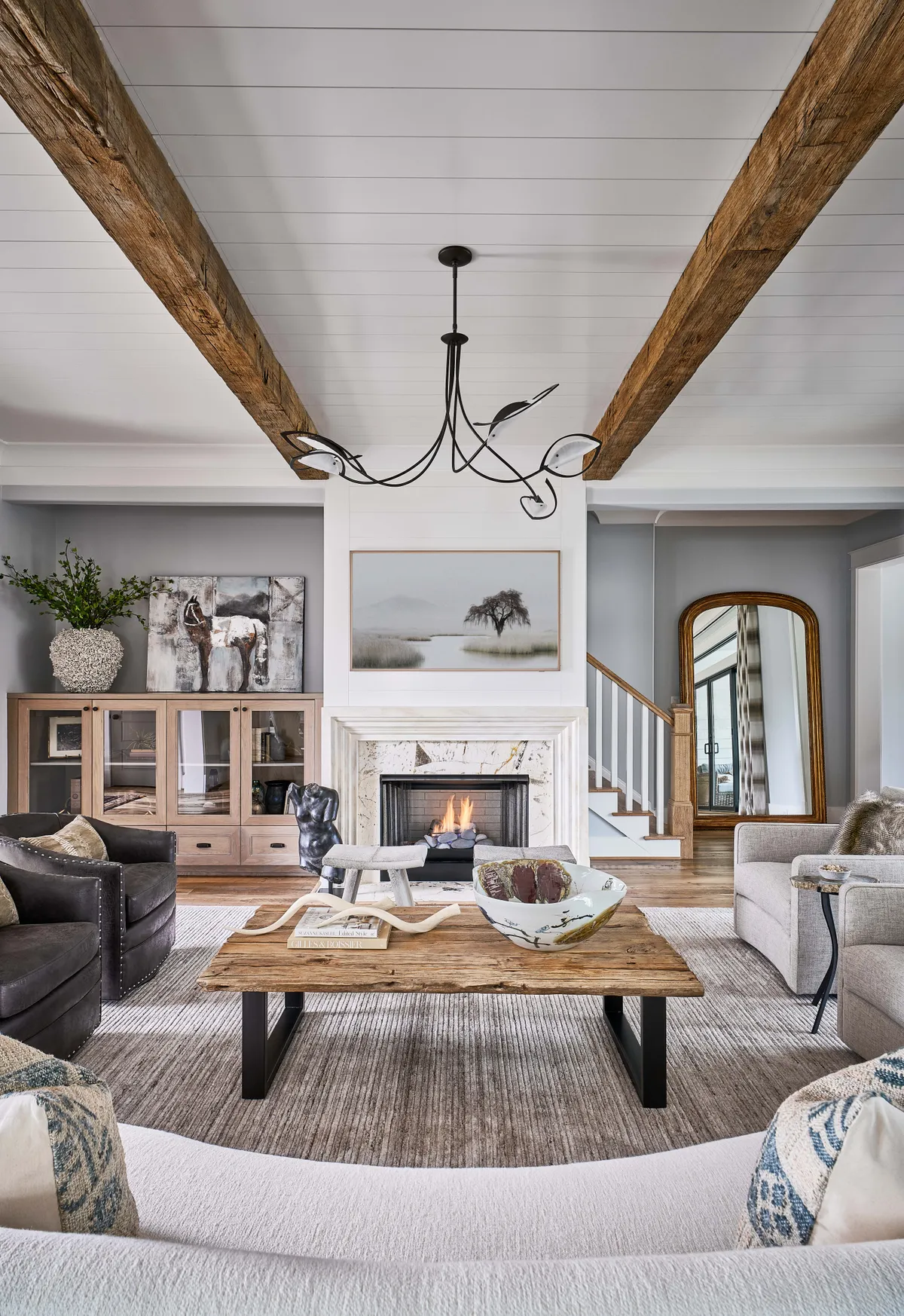 Rustic Farmhouse Living Room in Lake Norman NC