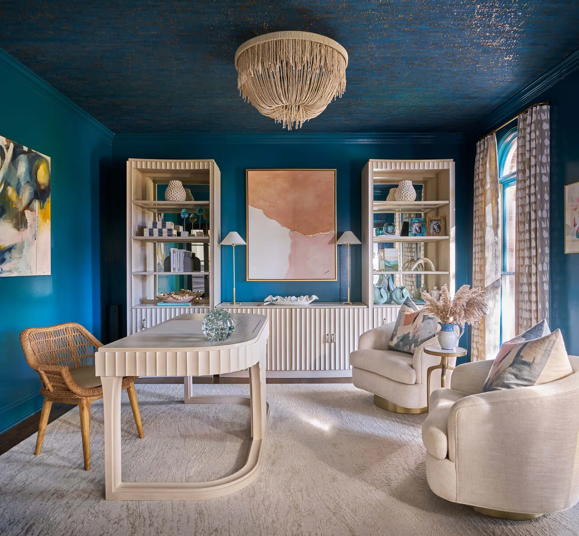 South Charlotte modern coastal office interior design by Mannings Design